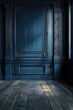 © Raudhah - Dark blue wood paneling room interior