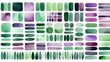 © Akun - A vibrant collection of watercolor swatches showcasing shades of green and purple in a creative layout