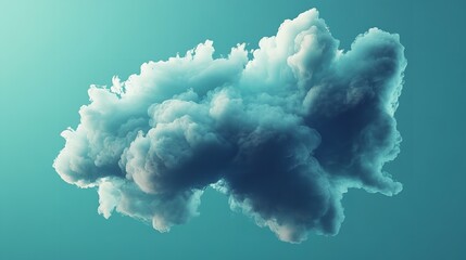 A serene cloud formation evokes a sense of peaceful solitude and quiet reflection against a teal backdrop with soft