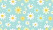 © suka - Cute daisy pattern on a light teal background