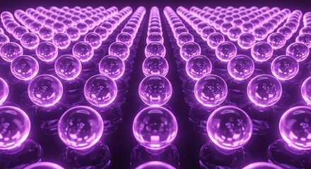 Endless Array of Luminous Purple Spheres in a Futuristic Grid