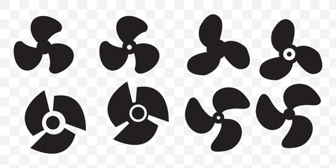 Wall Mural - fan propeller icon, vector set. silhouette of computer cooling device. electrical temperature equipm
