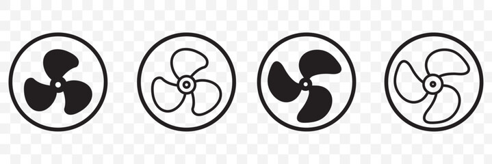 Wall Mural - fan propeller icon, vector set. silhouette of computer cooling device. electrical temperature equipm
