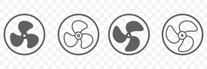 Wall Mural - fan propeller icon, vector set. silhouette of computer cooling device. electrical temperature equipm