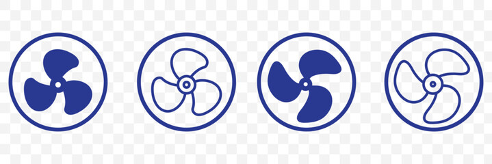 Wall Mural - fan propeller icon, vector set. silhouette of computer cooling device. electrical temperature equipm