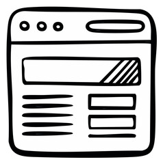 Simple Hand Drawn Webpage Layout Design Representing User Interface for Software Applications