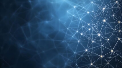Wall Mural - the image shows a network of interconnected white lines with glowing nodes against a gradient blue b