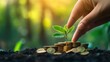 © Kelumlakmal - a plant growing from a pile of coins, symbolizing wealth growth through smart investments, on blurred background