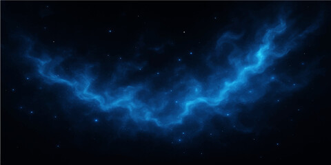 Blue abstract space background with stars and galaxy in the night sky