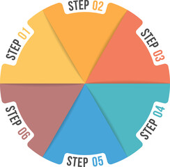 Wall Mural - Circle infographic template with six elements, steps or options, workflow or process diagram