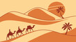 © Ahyar - Desert caravan journeying through the dunes under the scorching sun.