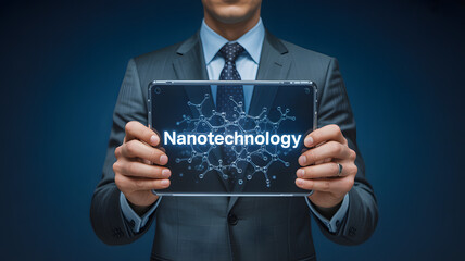 Professional holding nanotechnology display for innovative research