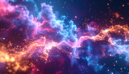 Wall Mural - Abstract Space Background with Blue and Orange Nebula Galaxy and Cosmic Energy