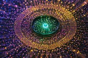 Wall Mural - Neural Energy Core Radiance. Generative AI.