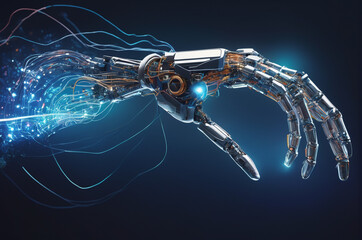 Wall Mural - Cybernetic Hand of the Future. Generative AI.
