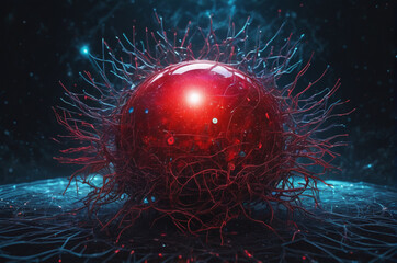 Wall Mural - Cybernetic Energy Core. Generative AI.