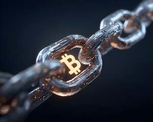 Block chain concept with arrow, security, rendering