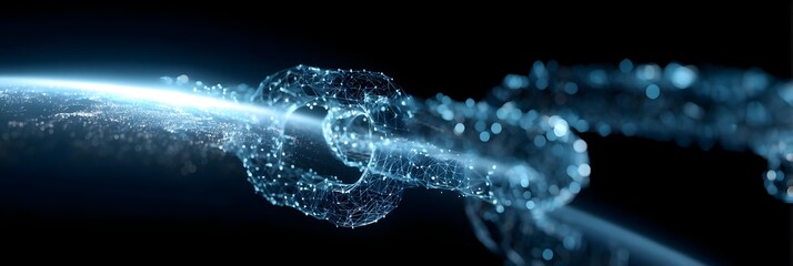 Block chain concept with earth, technology, code
