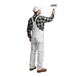 © Ramdan - Full body shot of painter with white cap applying paint with roller over black backdrop