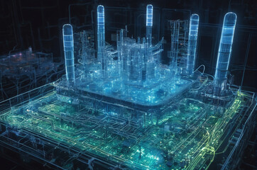 Wall Mural - Digital Power Plant. Generative AI.