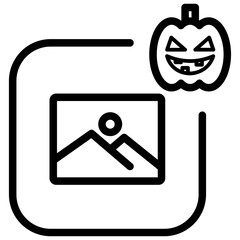 Line style image icon with Halloween pumpkin accent, perfect for spooky seasonal UI design