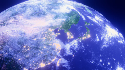 Wall Mural - The earth close-up of north Asia continent china, japan created by 3D modeling.