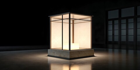 Illuminated lantern in dark room