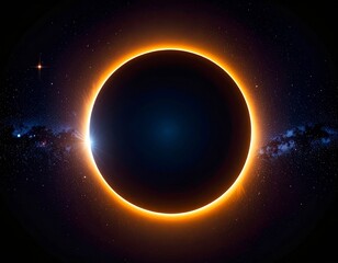 Wall Mural - Dramatic Space Eclipse with Glowing Orange Ring Against a Starry Sky Backdrop
