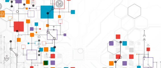 Wall Mural - abstract technology concept. circuit board, high computer color background. vector illustration with