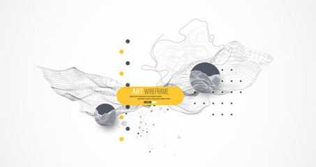 Wall Mural - the abstract wave is made in a frame style. template for science and technology presentation. vector