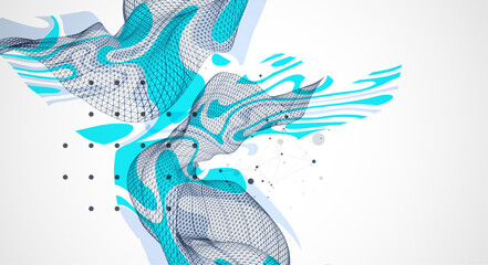 Wall Mural - the abstract wave is made in a frame style. template for science and technology presentation. vector