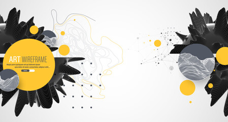 Wall Mural - modern science and technology background. abstract art sphere. wireframe theme.