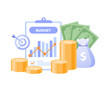 © yelosmiley - Budget business strategy, finance and accounting, budget calculation, economy and investment, flat design illustration vector banner and background
