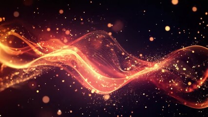 Wall Mural - abstract colorful wave motion with luminous particles and bokeh effect on a dark background for crea