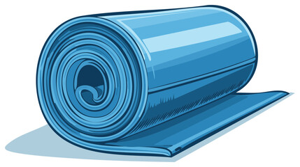 Stylized Blue Roll of Material Unraveling Illustration Ready to Use Flexible Surface Material