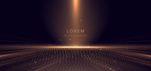 Scene gold light glowing with lighting effect on dark background.