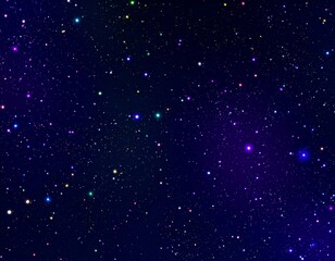 Wall Mural - Vibrant Starfield Background in Deep Blue and Purple with Scattered Multicolor Stars