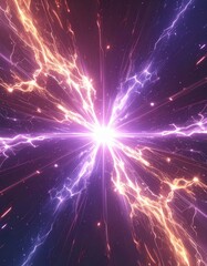 Wall Mural - Abstract Cosmic Explosion with Radiant Light and Energy Streams in Dark Space