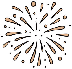 Stylized hand drawn firework burst exploding for a festive party or holiday celebration