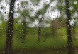 © Nusantara - Raindrops on glass, revealing nature's blurry embrace on a gray day