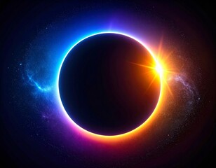 Wall Mural - Spectacular Solar Eclipse with Corona Effect and Vibrant Cosmic Background In Dramatic Lighting