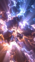 Wall Mural - Radiant Nebula Cloudscape with Volumetric Lighting in Deep Sky Background