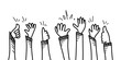 © Receh Lancar Jaya - Doodle hands up, clapping ovation. applause, thumbs up gesture on comic cartoon style. vector illustration