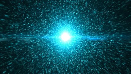 Wall Mural - aqua cybernetic flare blasting particles outwards seamless looping network, innovation, background
