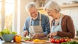 © Anatolii - Happy elderly couple preparing a meal together in a bright modern kitchen