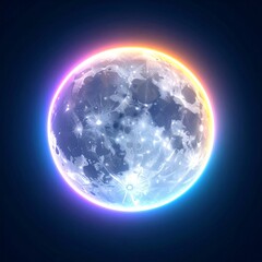 Wall Mural - Detailed Lunar Surface with Glowing Edges in Deep Space for Adobe Stock