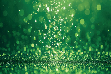 Green glitter explosion with bokeh and sparkling lights, dynamic and energetic, festive and celebratory, abstract background with motion