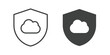 © Bradericon - Cloud secrutiy icon. Line and glyph solid icon. Editable stroke and Perfect pixel isolated on white background. Vector illustration