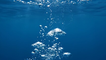 Wall Mural - abstract seamlessly looping video of shimmering underwater bubbles slowly rising with beautiful ligh
