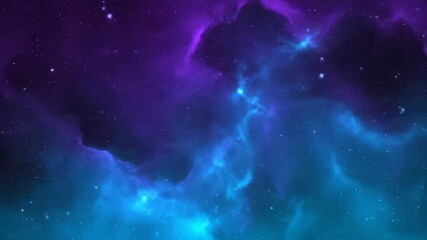 Wall Mural - Abstract seamlessly looping video showcasing a slow flow of deep purple and cyan galaxy light patterns, creating a serene cosmic texture infinite, shimmer, particles